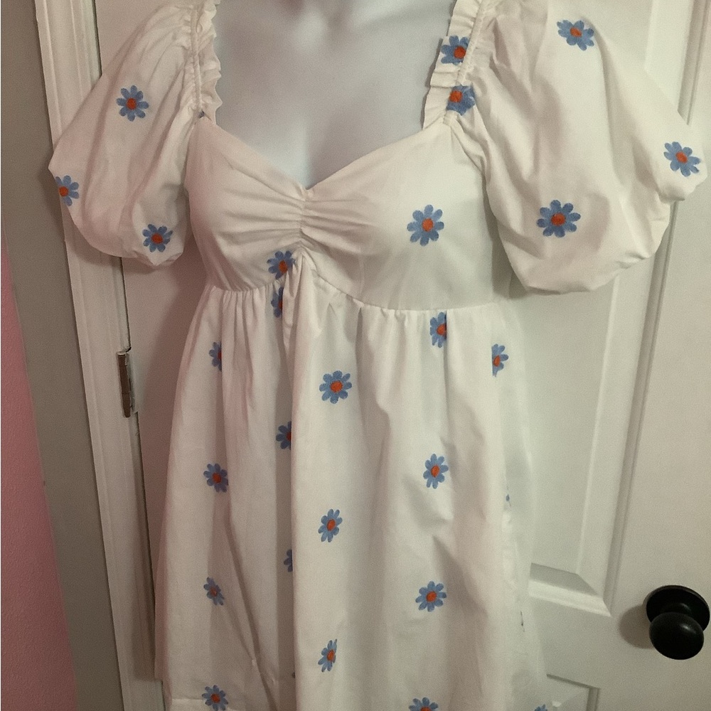 Altar’d State like new blue floral baby doll dress medium